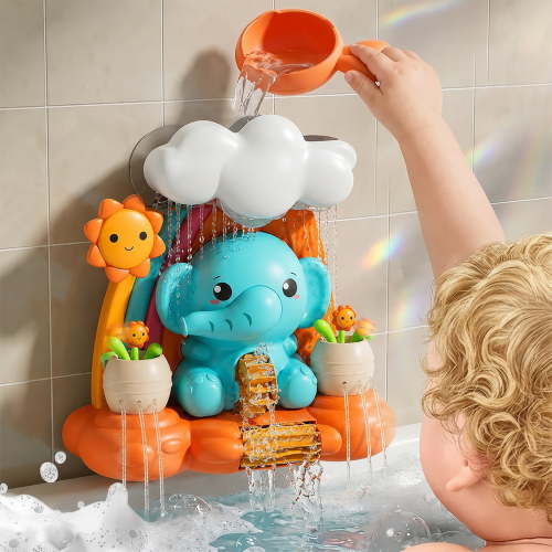 Flynow Bath Toy for Toddler 1-3 Year Old, Baby Waterfall Bathtub Toy with Suction Cup, Kids Bath Tub Shower Playset, Infant Bathtime Fun Birthday Gift 12-24 Month, Girl Boy Age 1 2 3 4 5