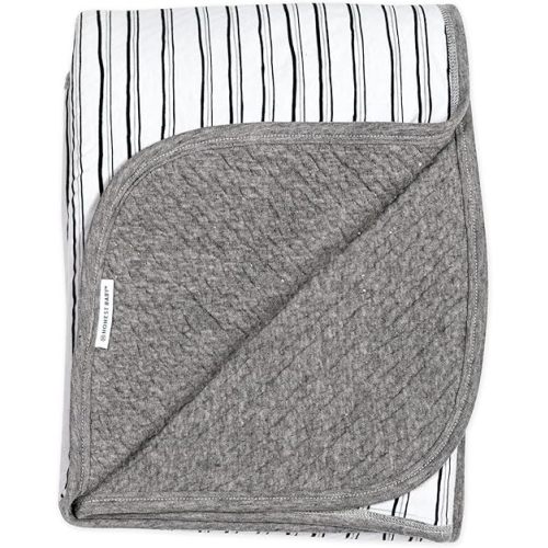 HonestBaby Matelasse Reversible Receiving Blanket 100% Organic Cotton for Baby Boys, Girls, Sketchy Stripe, One Size
