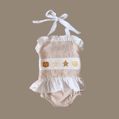 Smocked Seashell One Piece Swimsuit