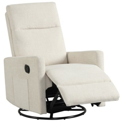 Costway 360° Swivel Rocking Chair with Cushioned Back, Seat & Footrest for Living Room Beige