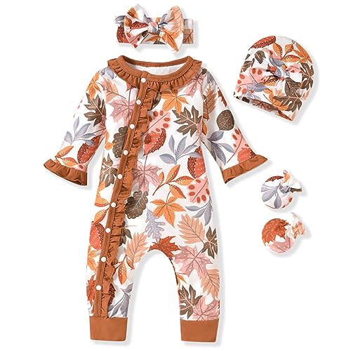 Aalizzwell Baby Girls Romper Outfit Fall Winter Clothes with Accessories