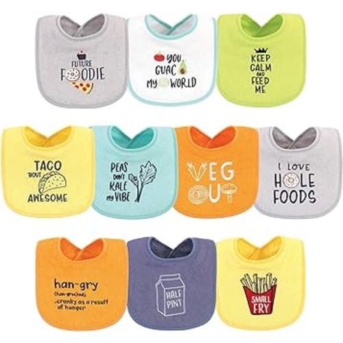 Hudson Baby Unisex Baby Cotton Terry Drooler Bibs with Fiber Filling, Food Neutral, One Size