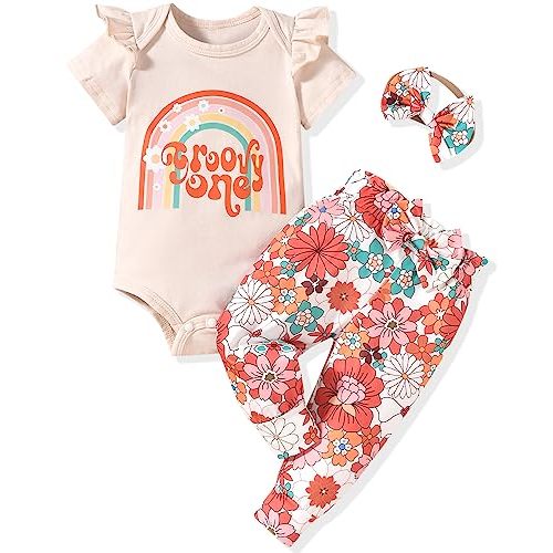 fioukiay Preemie Newborn Baby Girls Clothes Infant Little Kids Romper Bodysuit Pants Headband Clothing Set Summer Outfits