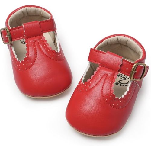 HONGTEYA Baby Girls Shoes Infant Mary Jane Flats Non Slip Newborn Moccasins
