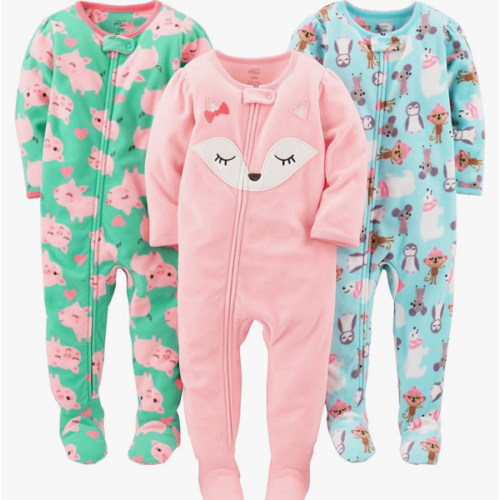 Simple Joys by Carter's Girls Loose-Fit Flame Resistant Fleece Footed Pajamas