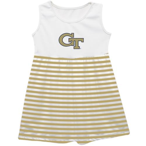 Georgia Tech Yellow Jackets Vive La Fete Girls Toddler Striped Tank Top Dress - Gold