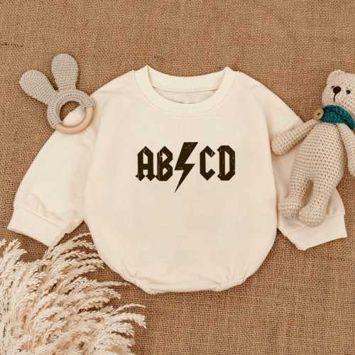 ABCD Alphabet Rock And Roll Romper Sweater, Funny Baby Baby Clothes, Rockstar, Rock and Roll Baby Bodysuit, Newborn gift, Baby Shower Gift