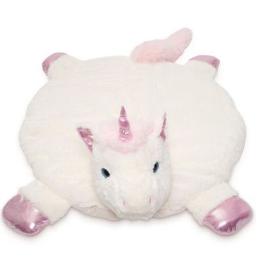 Bearington Baby Unicorn Tummy Time Mat, 30x30in Baby Playmat, Soft Plush Animal Blanket, Unicorn Baby Decor