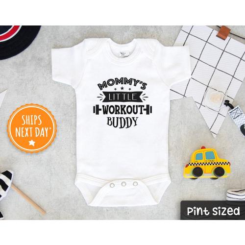 Mommy's Workout Buddy Onesie® - Crossfit Baby Onesie® - Cute Mothers Day Onesie®- Fit Mom Onesie®