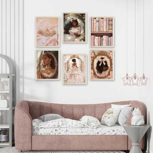 Black Princess Art Print Set, Coquette Girl Room Decor, 8x10 Unframed