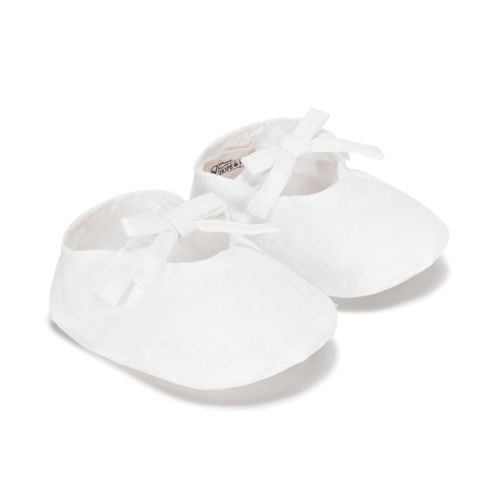 Hope & Henry Baby Linen Bow Front Soft Shoe, Soft White Linen Bow, 3-6 Months