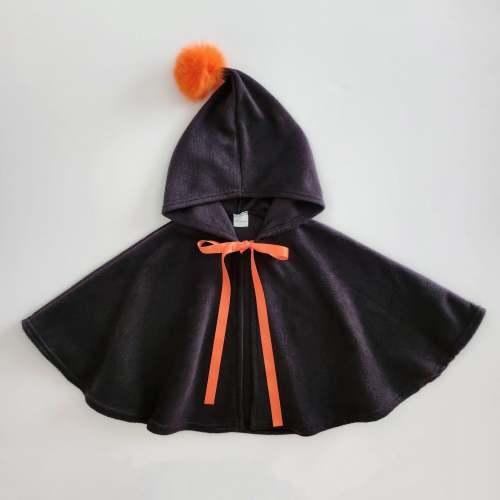 Kids Orange Pompom Cone Cape (let's go Os) - 0-2yr