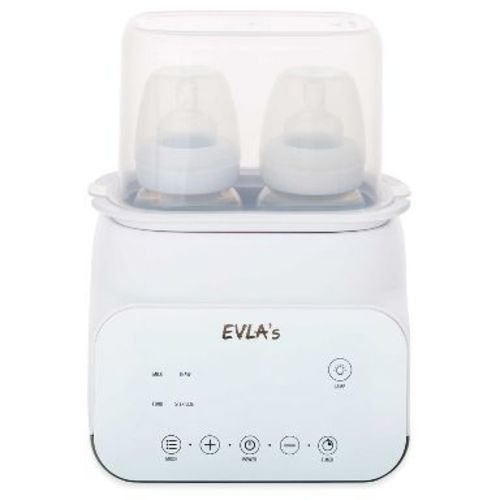 EVLA's Double Baby Bottle Warmer, Defrost & Warm Milk, Sanitize Feeding Bottles, White