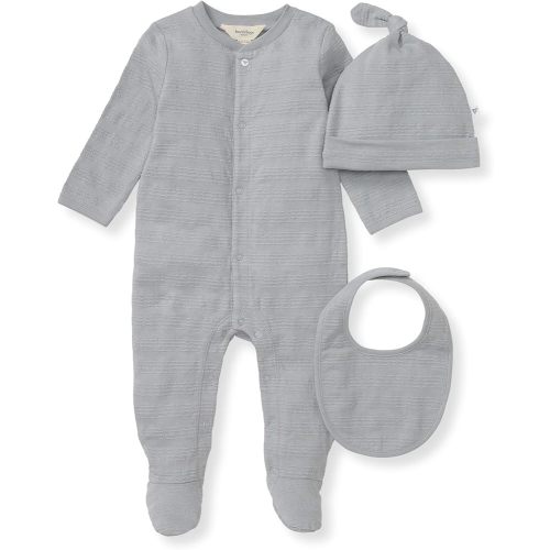 Burt's Bees Baby Unisex Infant Jumpsuit Set, 100% Organic Cotton 3-Piece Gift Outfit Coverall with Matching Hat and Bib