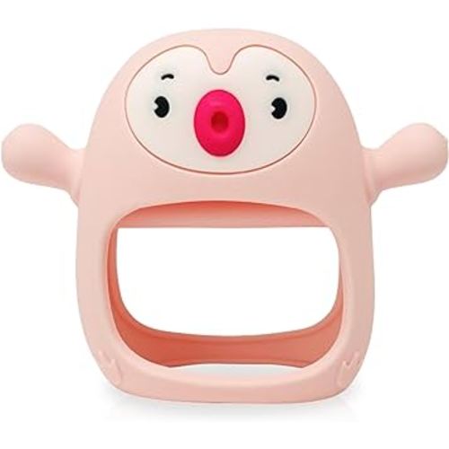 Teething Toy for Infants & Babies, Teethers for Babies 3-6 Months, Baby Teethers 0-6 Months, Teething Toys 6-12 Months, TotCo Never-Drop Baby Teething Toy, Pink