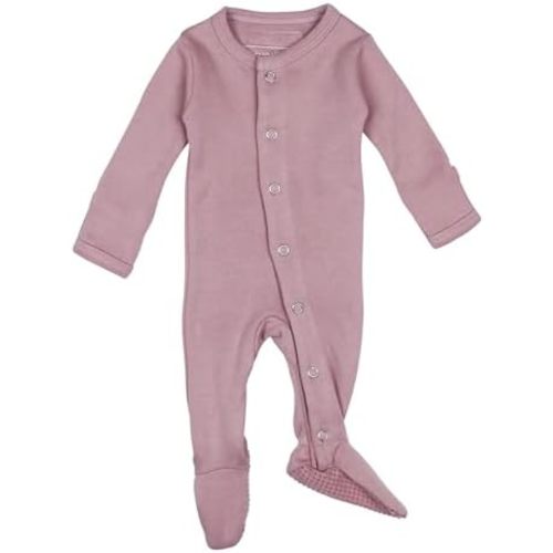 L'ovedbaby Unisex Baby Organic Cotton Snap Footie, GOTS Certified, Long Sleeve Sleep Play Footed Pajamas, Mitten Cuffs Grips