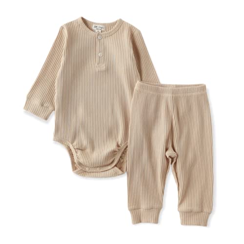 Baby Organic Cotton Rib Romper and Pants Set