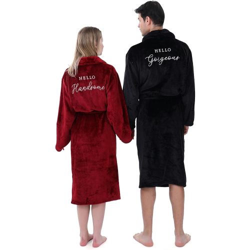 Jecery 2 Pcs Valentines His and Hers Robes for Couples Mr and Mrs Matching Robes for Wedding Engagement Bridal Shower Gifts
