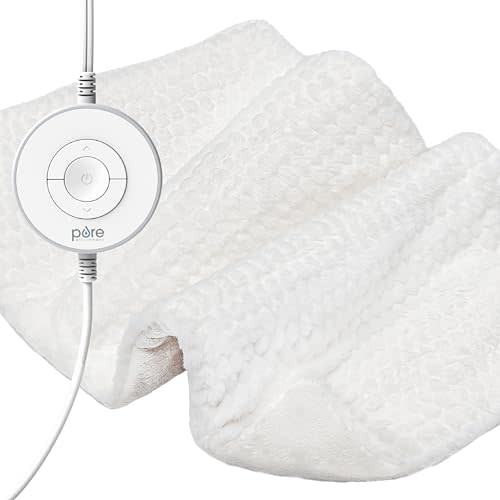 Pure Enrichment PureRadiance Luxury Heating Pad for Cramps, Back, Neck, & Shoulder Pain Relief, Patented Design, Soft Faux Fur & Micromink, 6 Heat Settings, Machine Washable, 12x24(Cloud)
