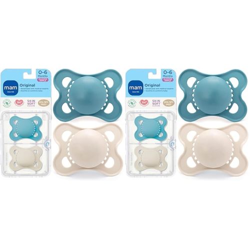 MAM Original Matte Baby Pacifiers 0-6 Months, Binky for Newborn Babies, BPA-Free Skin Soft Silicone Nipple, Easy to Clean, Developed with Medical Experts, 4 Count, Made in Europe