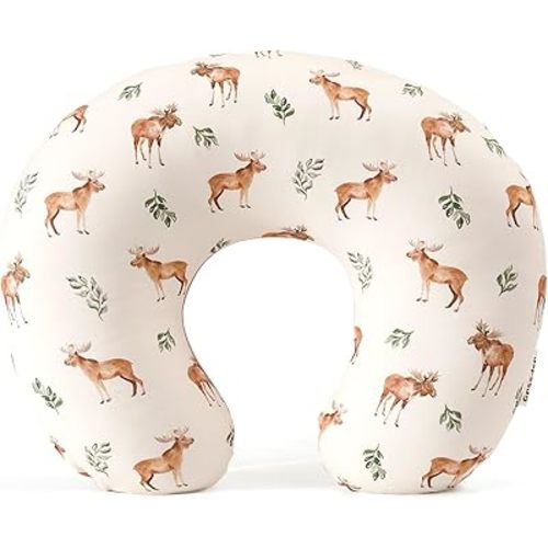 GRSSDER Reversible Nursing Pillow Cover, Ultra Soft Stretchy Minky Removable Nursing Covers Fitted for Breastfeeding Pillows Snug and Safe, Elk