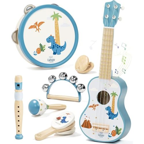 Lehoo Castle Kids Guitar Set, Dinosaur Toddler Guitar for 2 3 4 Year Old