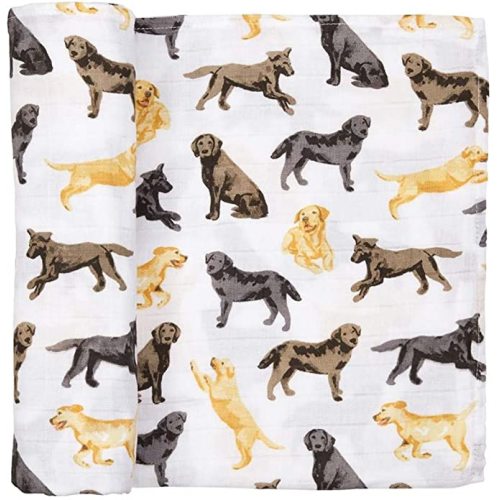 Mud Pie Labrador Retriever Print Muslin Baby Swaddle Blanket, 1 Piece