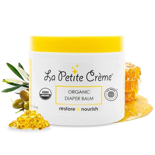 La Petite Creme French Organic Diaper Balm (4 oz) - Healing & Nourishing Diaper Cream - Gentle & Safe Liniment Baby Lotion - USDA Certified Organic - Baby Essentials for Newborn