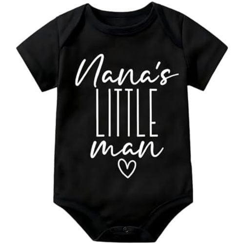 Nana's Little Man Newborn Baby Outfit Short Sleeve White Infant Romper Baby Clothes