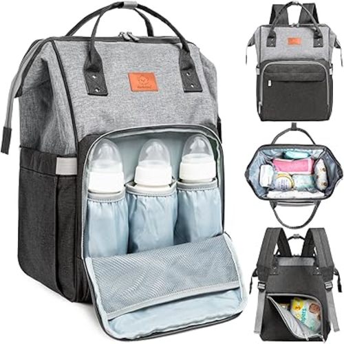 KeaBabies Baby Diaper Bag Backpack - Baby Bag for Boys, Girls, Waterproof Multi Function Baby Backpack, Large Diaper Bags for Baby Girl, Baby Boy, Travel Diaper Bag with Changing Pad (Graphite)