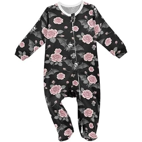Baby One-Piece Footies Long Sleeve Rompers Zipper, Baby Bodysuit Cotton Clothes for Boys Girls 0-24 Month