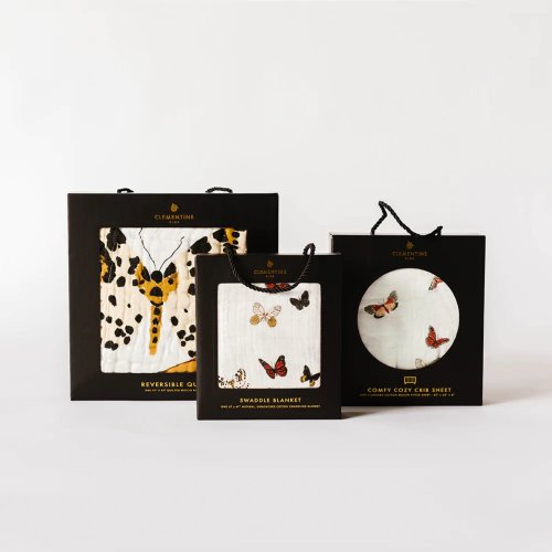 Clementine Kids Butterfly Migration Bundle | Baby Vintage Blanket | Neutral Baby Gift | Nursey Decor | Nursery Bedding Bundle | Customized