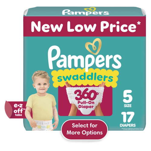 Pampers Swaddlers 360 Pull-On Diapers Size 5, 17 Count with Leakproof Skin Protection