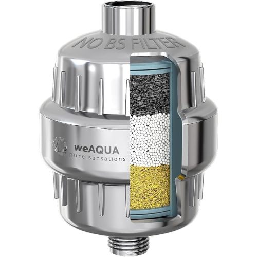 WeAQUA Heavy Duty NO BS Shower Filter – 99% Removal for Hard Water, Chlorine, Fluoride, Heavy Metals, Micro-life, Organics and More