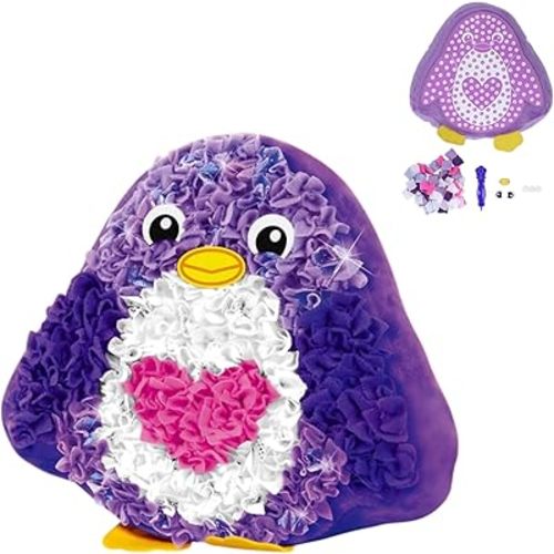Wyoutonon Plush Craft DIY Animal Pillow, DIY Fabric Art Kit for Kids, No Sewing Required, Penguin