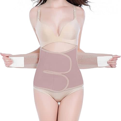 Trendyline Postpartum Belly Band,C Section Belly Binder,Abdominal Binder Post Surgery Girdle,Tummy Tuck Compression Wrap Waist Trainer (Soft Plum, Small)