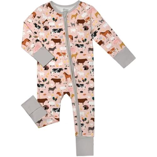 Weiwei Pajamas for Baby Boys & Girls, Viscose from Bamboo Footie Pajamas Convertible Newborn Sleeper, Zipper Onesie 0-24M,YKK(CP-NCF-0-3M)