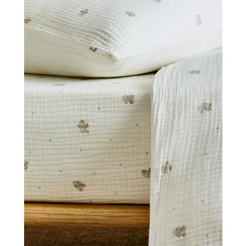 CHILDREN'S MUSLIN ELEPHANT FITTED SHEET | CRIB