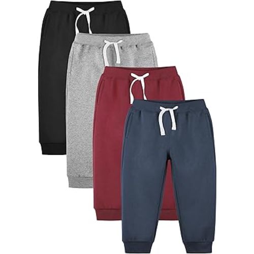 Resinta Baby and Toddler Boys Cotton Active Fleece Jogger Sweatpants Pull on Fleece Pants with Pockets Drawstring for Winter