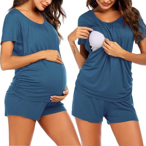 Ekouaer Womens Nursing Pajamas Maternity Breastfeeding Pjs Sleepwear Layer Soft Postpartum Lounge Set Pregnancy Clothes