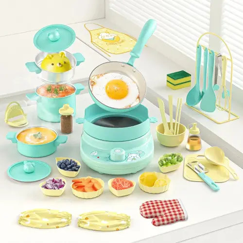 Gotoofun Kids Cooking Sets Real Mini Kitchen, Cooking Set for Kids Ages 8 9 10 11 12, Safe Real Food Making Kitchen Playset with Dishes & Kids Knife Set for Girls Boys