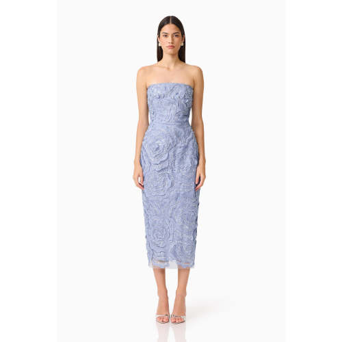 Elisa Column Midi Dress in Steel Blue