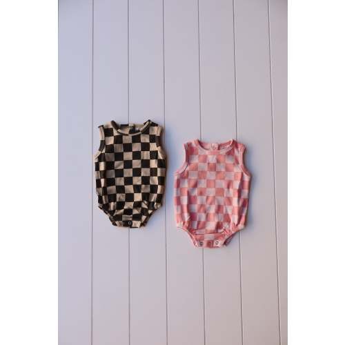 Checker Tank Bubble Onesie (3-6 Month)