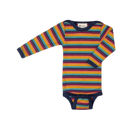 Long sleeve wool/silk retro stripe bodysuit