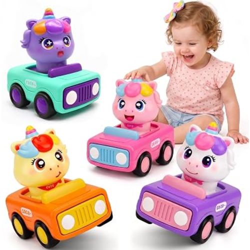 Press Go Car Toy Unicorn Car Push and Go Friction Vehicle for for Kids