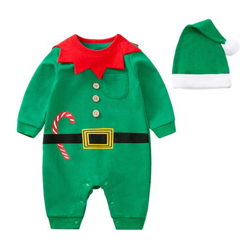Bjutir Baby Girl Boy Christmas Outfits Baby Romper Long Sleeve Jumpsuit With Hat Xmas Clothes For 0-3 Months