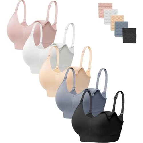 HBselect Women Maternity Bras 5 Pack Nursing Bras for Breastfeeding
