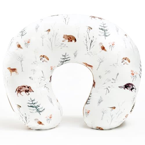 GRSSDER Nursing Pillow Cover Stretchy Minky Removable Nursing Covers for Breastfeeding Pillows, Ultra Soft Comfortable Slipcover for Boy and Girls, Jungle Animals