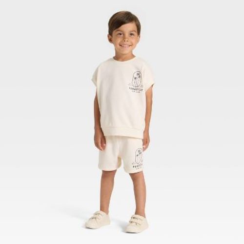 Grayson Mini Toddler Boys' French Terry Shirt and Shorts Set - Cream 12M