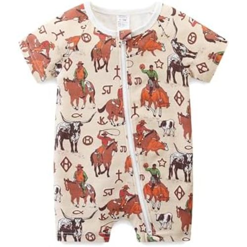 Gender Neutral Baby Clothes Cotton Short Sleeve Pants Double Zipper Footless Coming Home Outfit Boy Girl